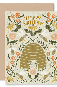 Beehive Birthday Card - Copper Foiled