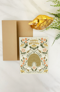 Beehive Birthday Card - Copper Foiled