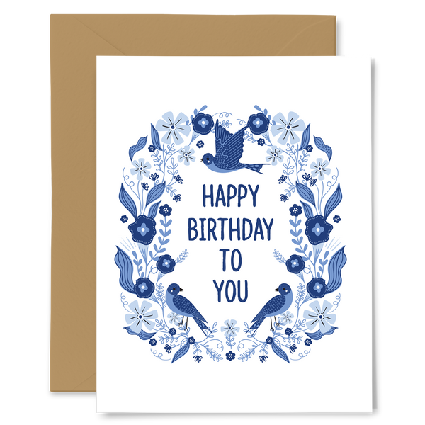 Blue Songbird Birthday Card