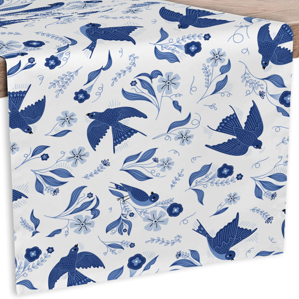 Blue Songbird Table Runner