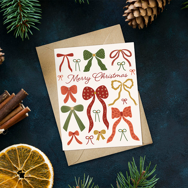 Bows Merry Christmas Card