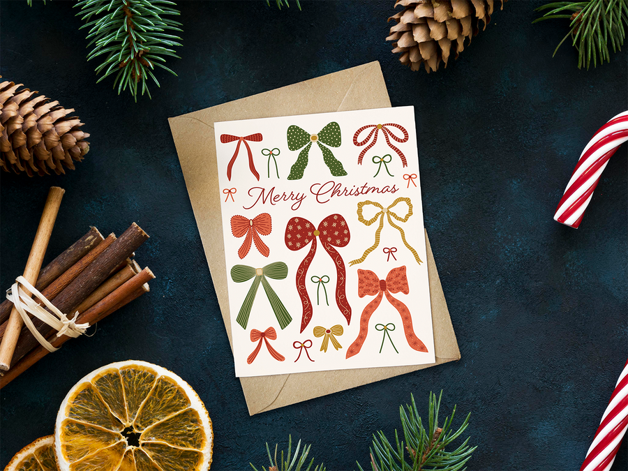Bows Merry Christmas Card
