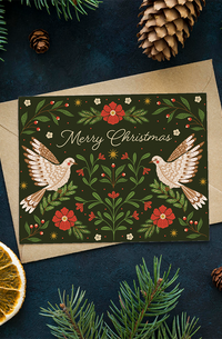 Doves Merry Christmas Card