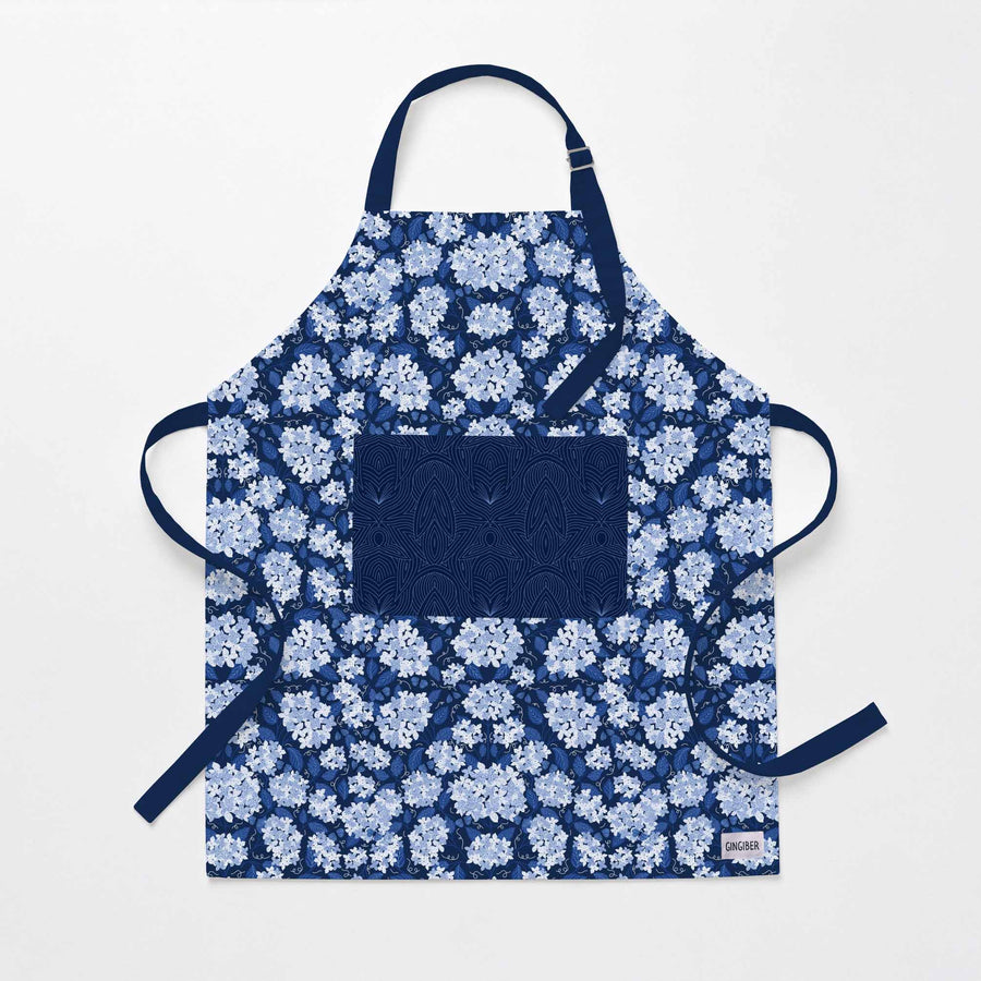Dark Blue Hydrangea Apron