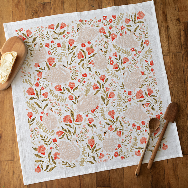 Swan Serenade Tea Towel
