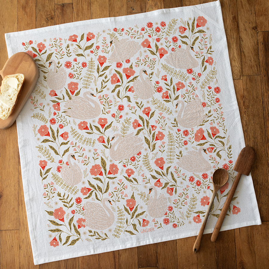 Swan Serenade Tea Towel