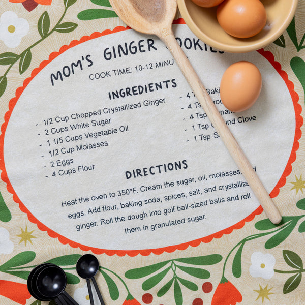 Ginger Cookies Recipe Tea Towel