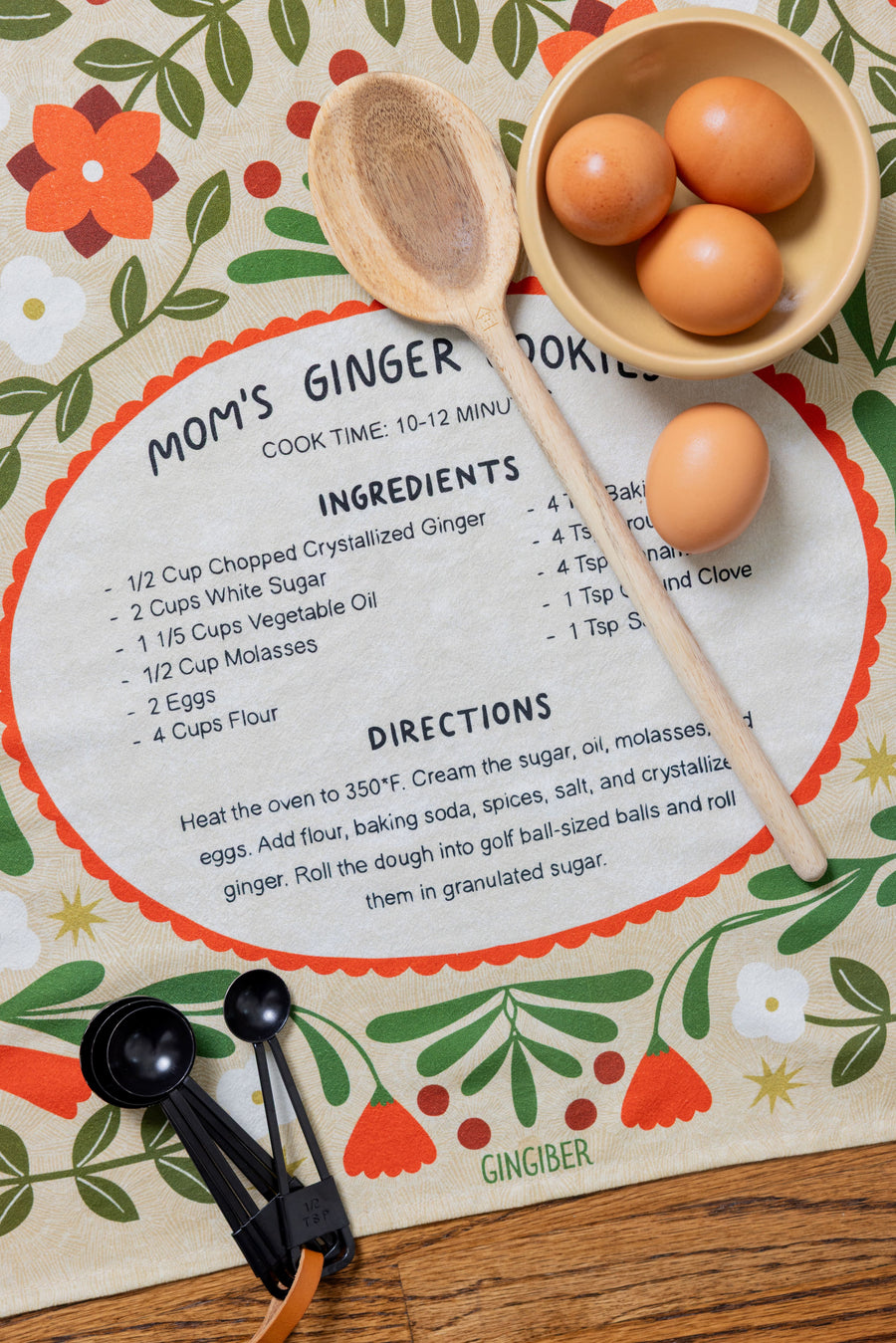 Ginger Cookies Recipe Tea Towel