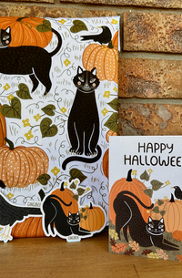 Limited Offer - Pumpkins & Cats Tea Towel