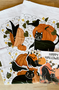 Limited Offer - Pumpkins & Cats Tea Towel