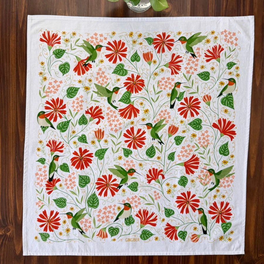 Summer Hummingbird Tea Towel