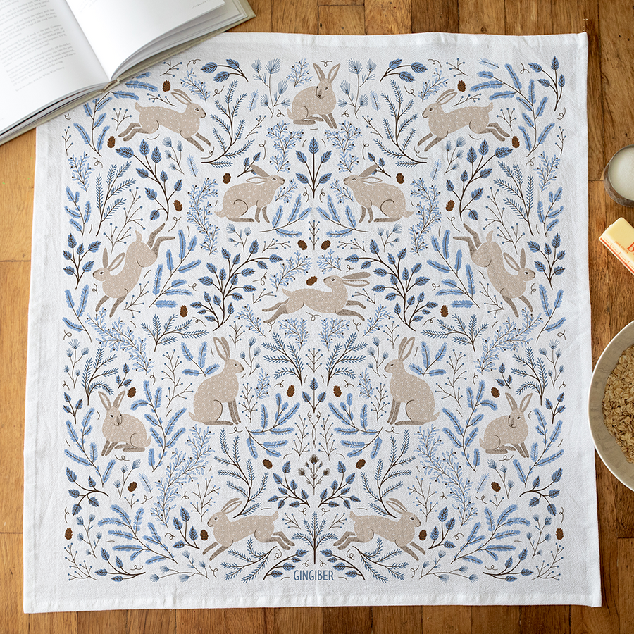 Winter Hare Tea Towel