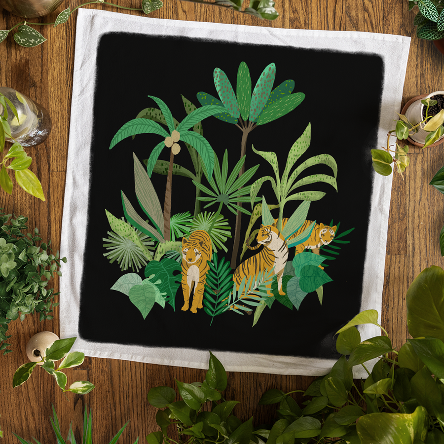 Jungle Tigers Tea Towel by Peggy Dean