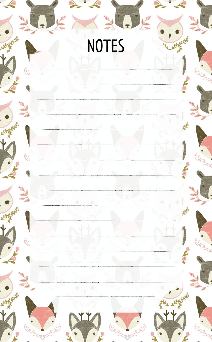 Woodland Creatures Notepad