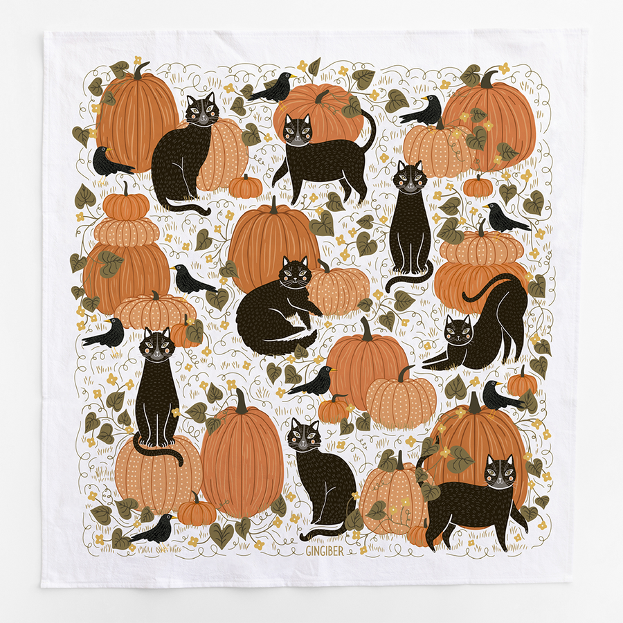 Limited Offer - Pumpkins & Cats Tea Towel