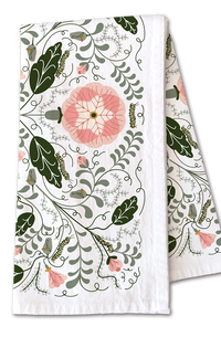 Pink Pansies Tea Towel