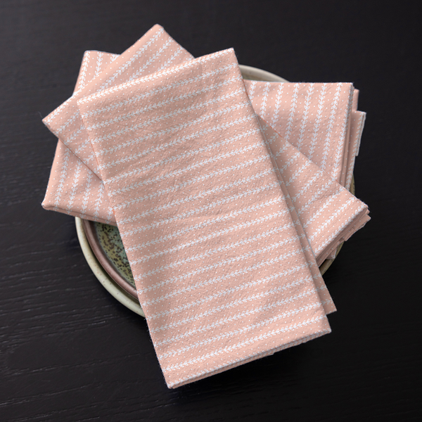 Pink Petal Stripe Cloth Napkins