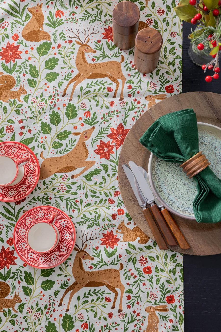 Christmas Forest Table Runner Ivory