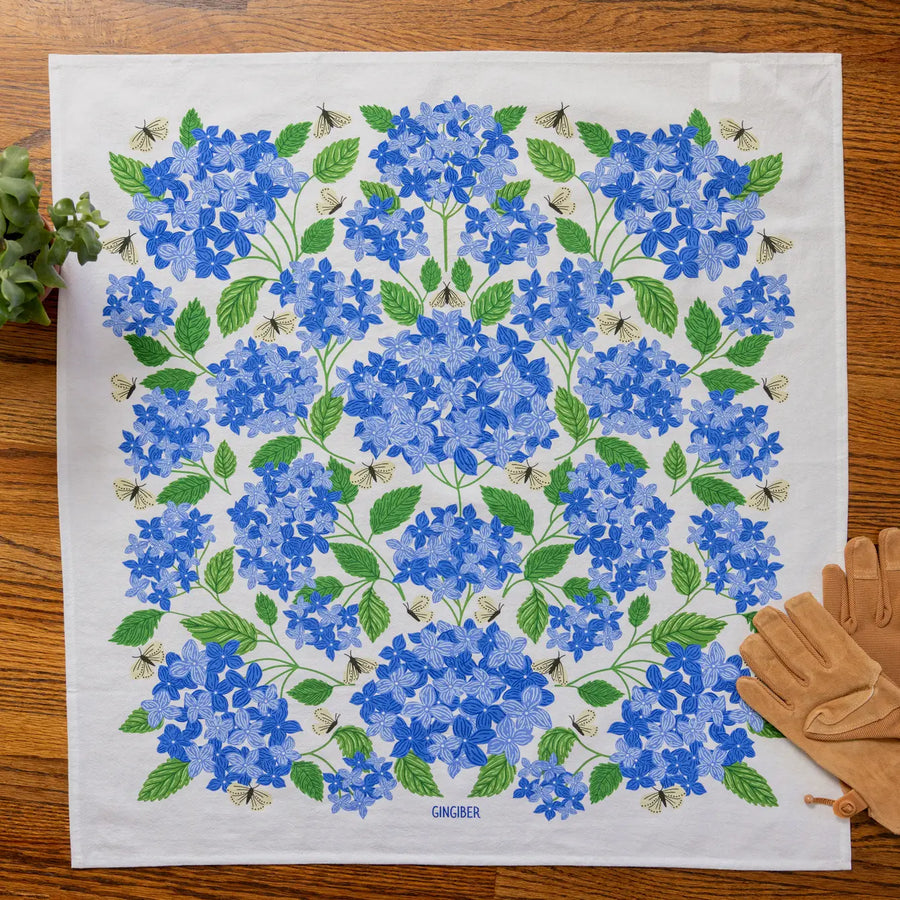 Blue Hydrangeas Tea Towel