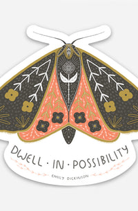 Dwell In Possibility Moth Sticker