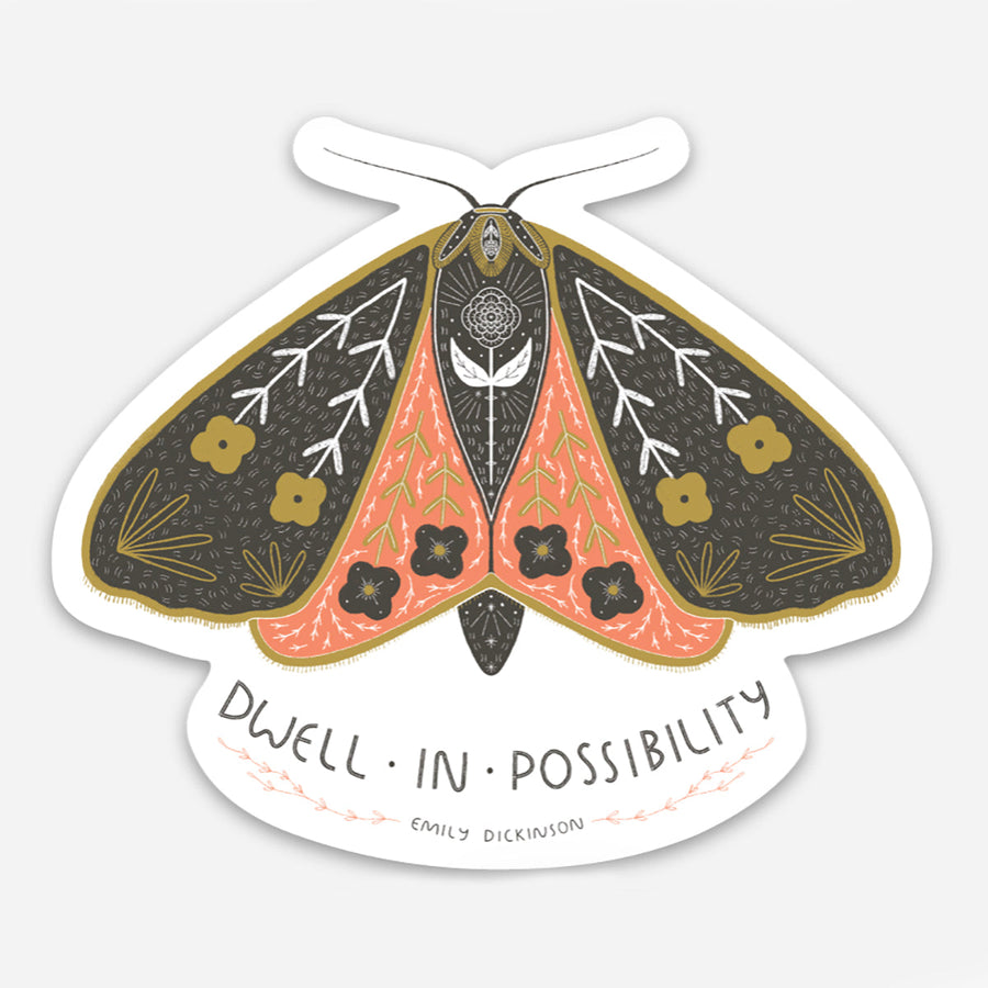 Dwell In Possibility Moth Sticker