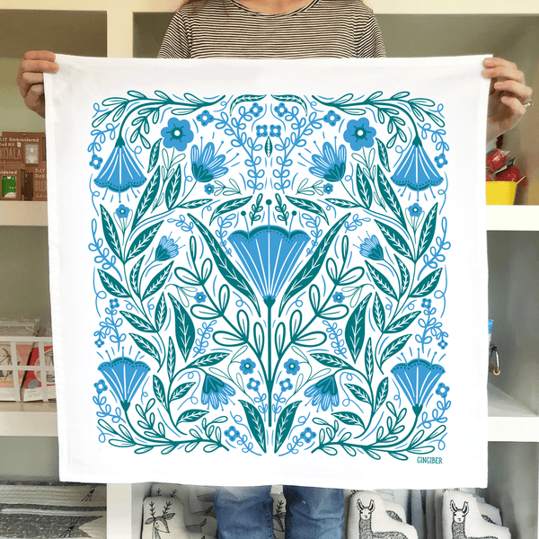 Blue Blossoms Tea Towel