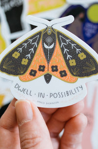 Dwell In Possibility Moth Sticker